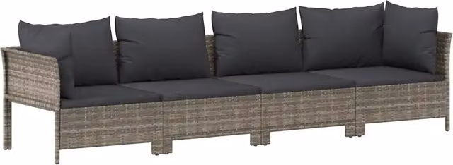 Set da giardino 4 pz | Set Salotto da Giardino con cuscini grigio in polyrattan