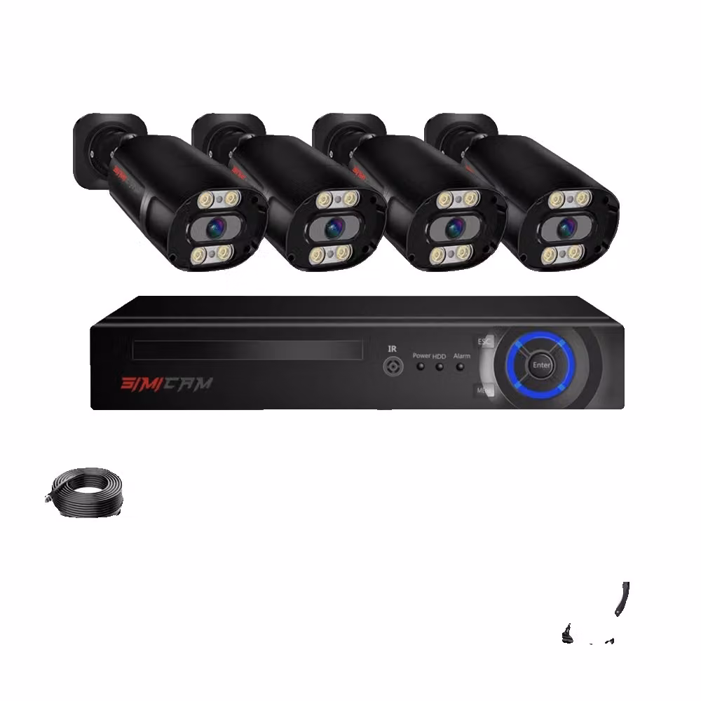 Sistema di sicurezza, risoluzione 4K Ultra HD, visione notturna a colori, 1T, registratore NVR 8CH con 4 telecamere