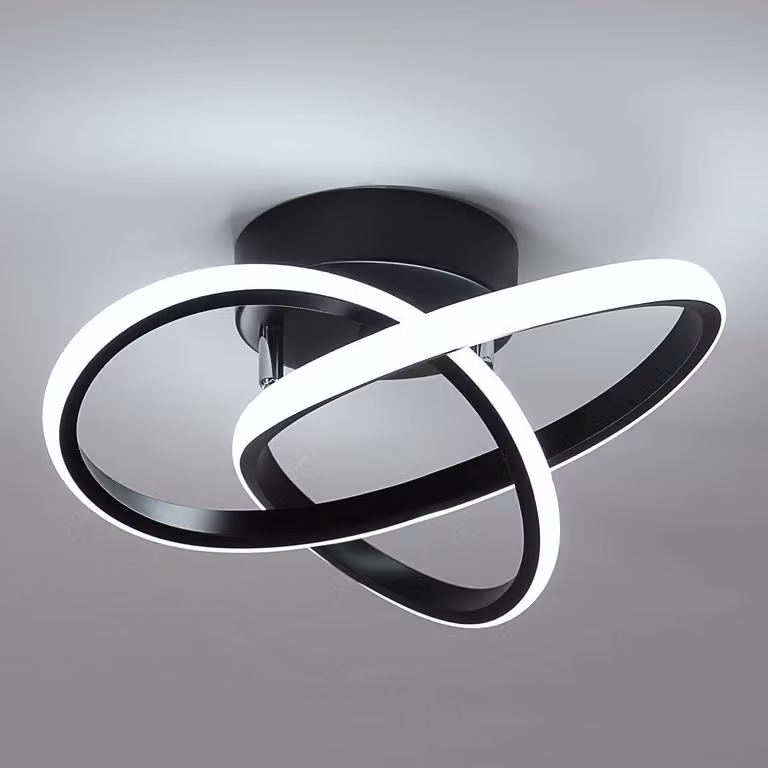 Lampada a soffitto LED, 30W, 3375LM, moderna, in alluminio, ideale per soggiorno, camera da letto, corridoio, cucina, balcone, luce bianca fredda 6500K, diametro 30cm, colore nero