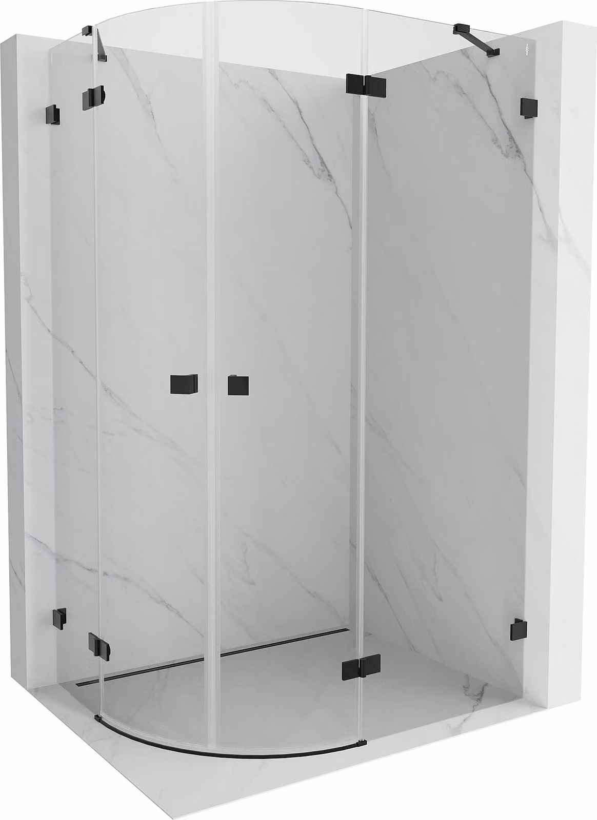 Mexen Lunar cabina doccia semicircolare battente destra 90 x 70 cm, trasparente, nero - 833-090P-070L-70-00