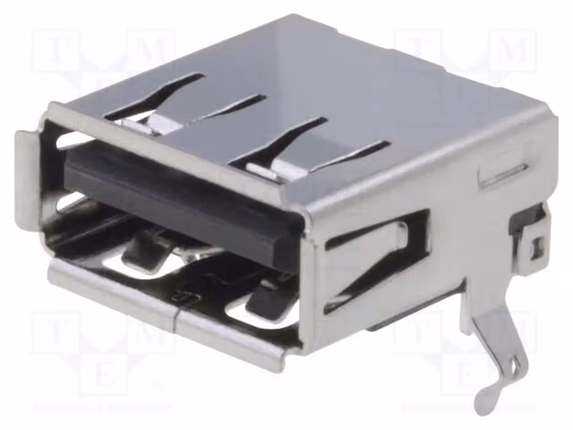 2 connettori a 90° con porta USB A, USB 2.0, per montaggio su circuito stampato, placcati in oro, compatibili con USB-A-S-RA e IEEE1394