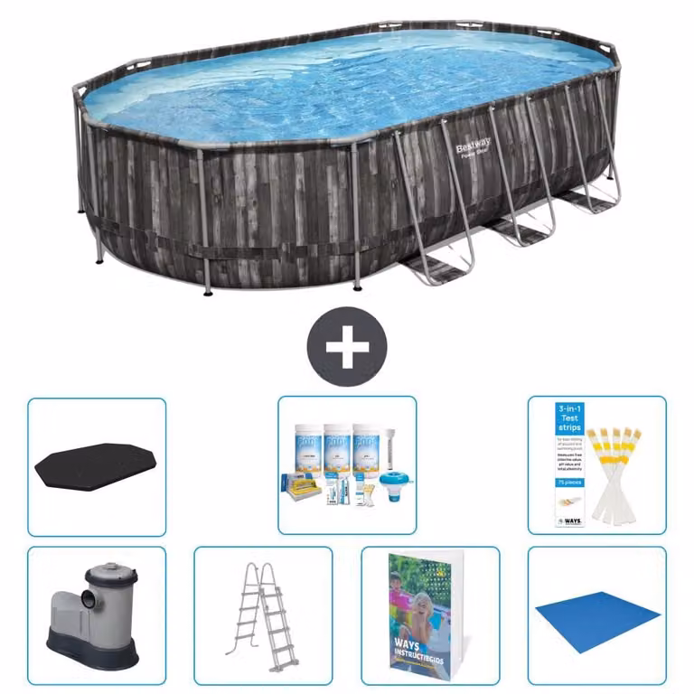 Bestway Power Steel, piscina ovale - 610x366x122 cm - composta da 6 parti, modello S599