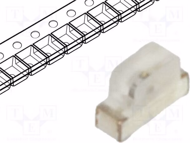 5 LED SMD 120°, 0602, arancione, 70÷150 mcd, dimensioni 1,7x0,6x1,1 mm, tensione 1,8÷2,4 V, modello OSO50602C1E. Diodo LED