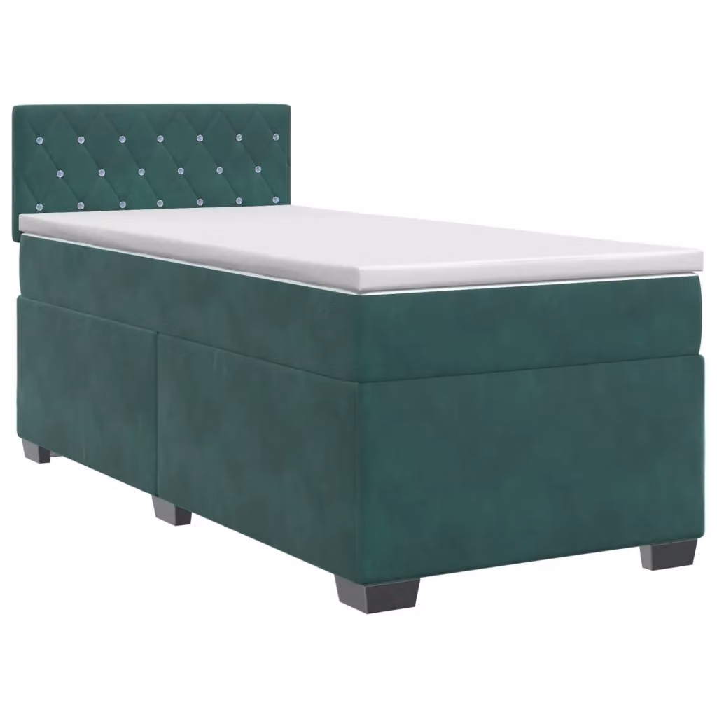 Letto box spring con materasso ibrido vidaXL in velluto verde scuro e bianco L/P/H: 200 x 80 x 81 cm – 2