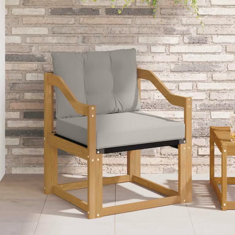 Divano da esterno moderno vidaXL in legno di acacia massello con cuscini in tessuto e schiuma disponibile in bianco, grigio o marrone