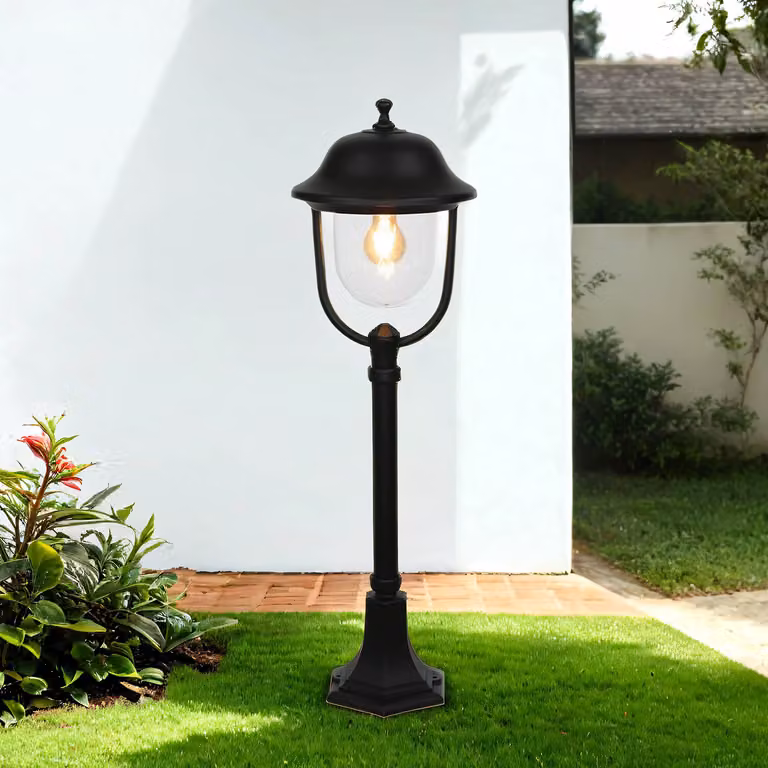 Luce da sentiero nera 87 cm IP43 resistente alle intemperie alluminio rustico E27 lampada da esterno giardino terrazza