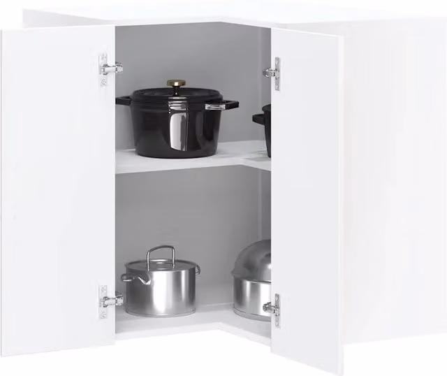 Pensile da angolo bianco lucido vidaXL per cucina e soggiorno in MDF e composito con ante a battente e ripiani interni L/P/H: 57 x 60 x 57 cm