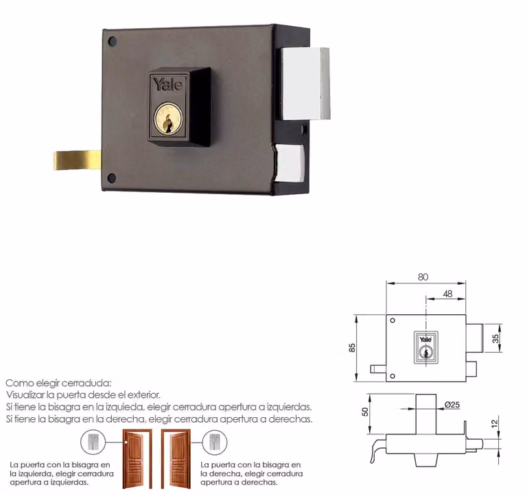 Yale 125-a/hp/ 8/ serratura destra