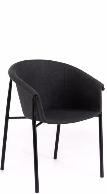Set di 4 sedie moderne in tessuto e metallo IPERBRIKO, colori grigio e nero, L: 56 cm, P: 56 cm, H: 79 cm – 1