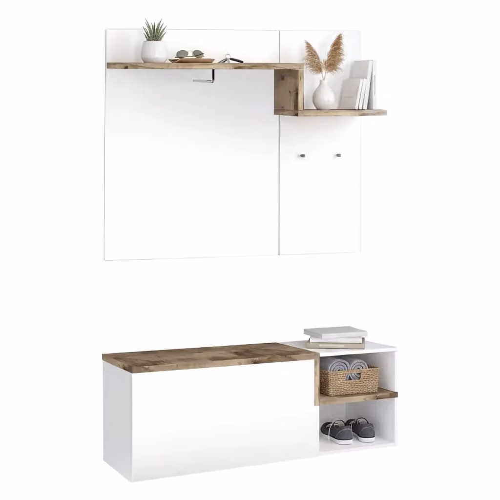 Mobile da ingresso DMORA Graziella moderno in bianco lucido L/P/H: 120 x 40 x 154 cm – 2