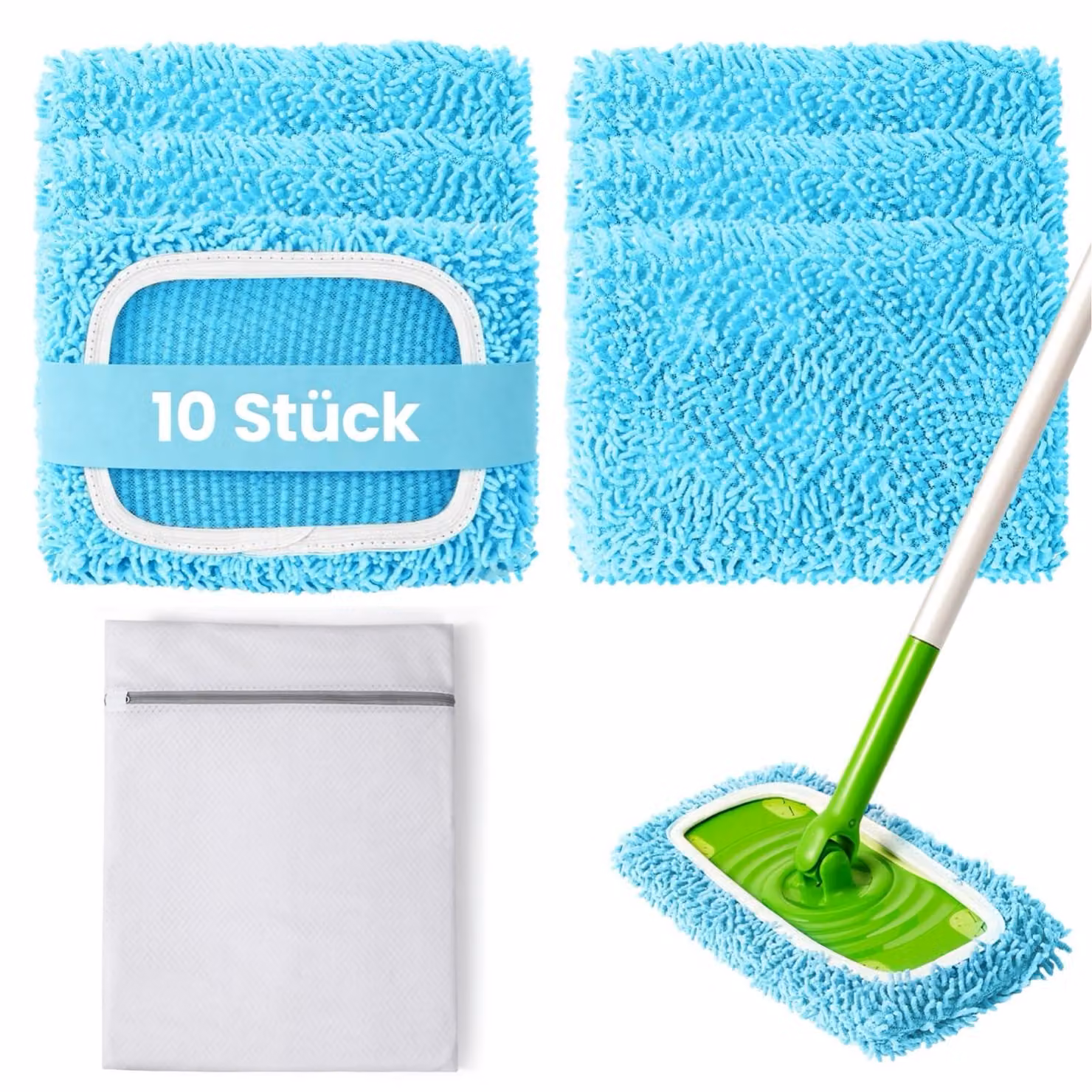 Confezione da 10 panni in microfibra lavabili, compatibili con i mop per pavimenti Swiffer