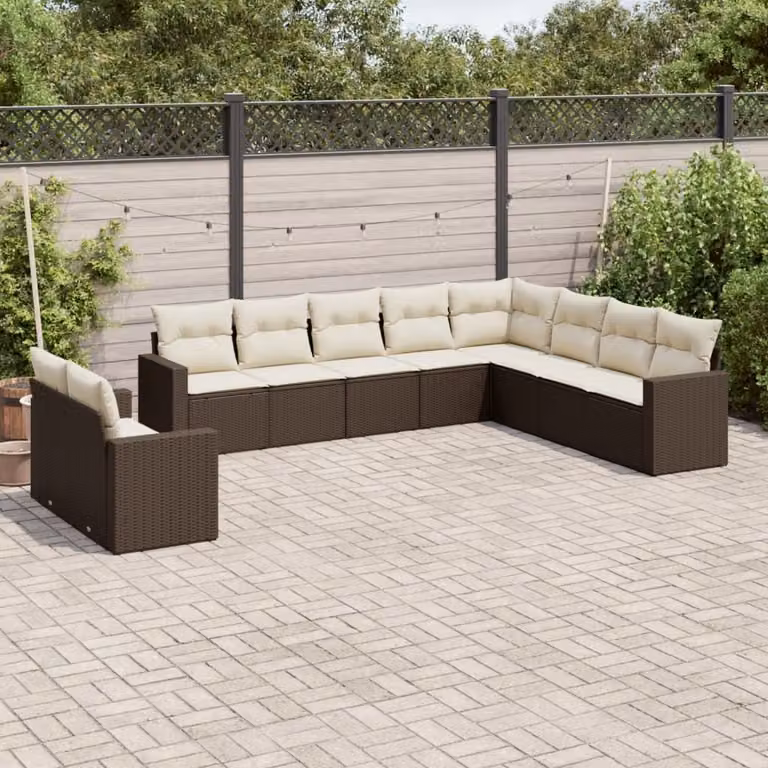 Maison Exclusive - Set Divani da Giardino 10pz con Cuscini in Polyrattan Marrone
