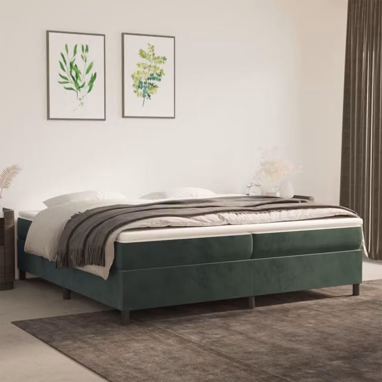 Maison Exclusive - Giroletto a Molle con Materasso Verde Scuro 200x200 cm Velluto