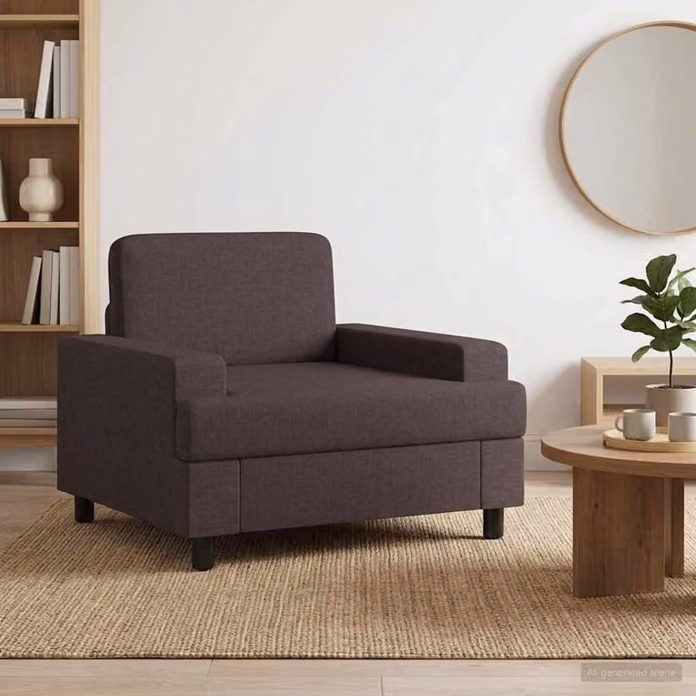 Poltrona Lounge Moderna vidaXL in Tessuto Marrone con Braccioli