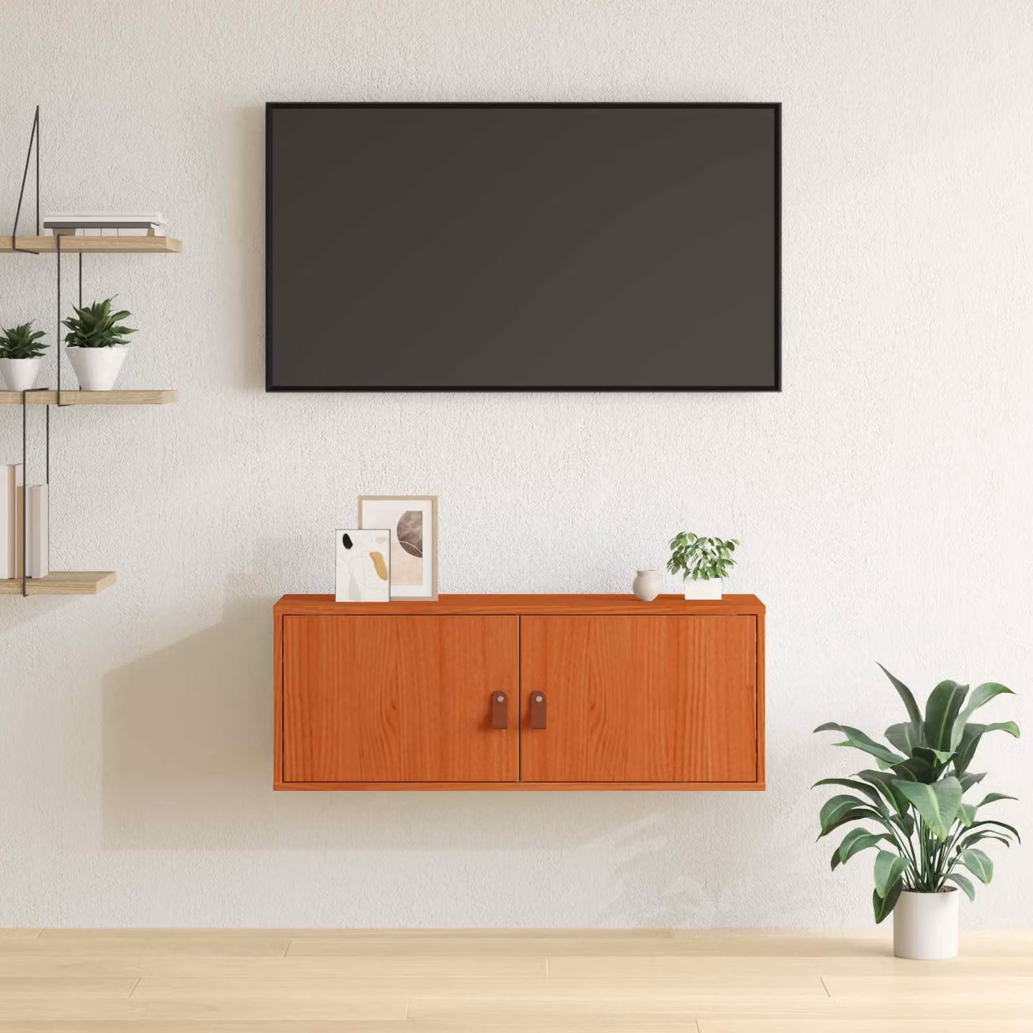 Armadietto a muro vidaXL in pino massello marrone cerato L: 80 cm, P: 30 cm, H: 30 cm