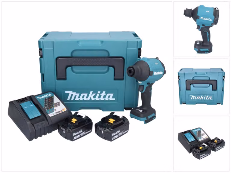 Soffiatore a batteria Makita DAS180RFJ 18V Brushless + 2 batterie da 3,0Ah + caricatore + valigetta Makpac