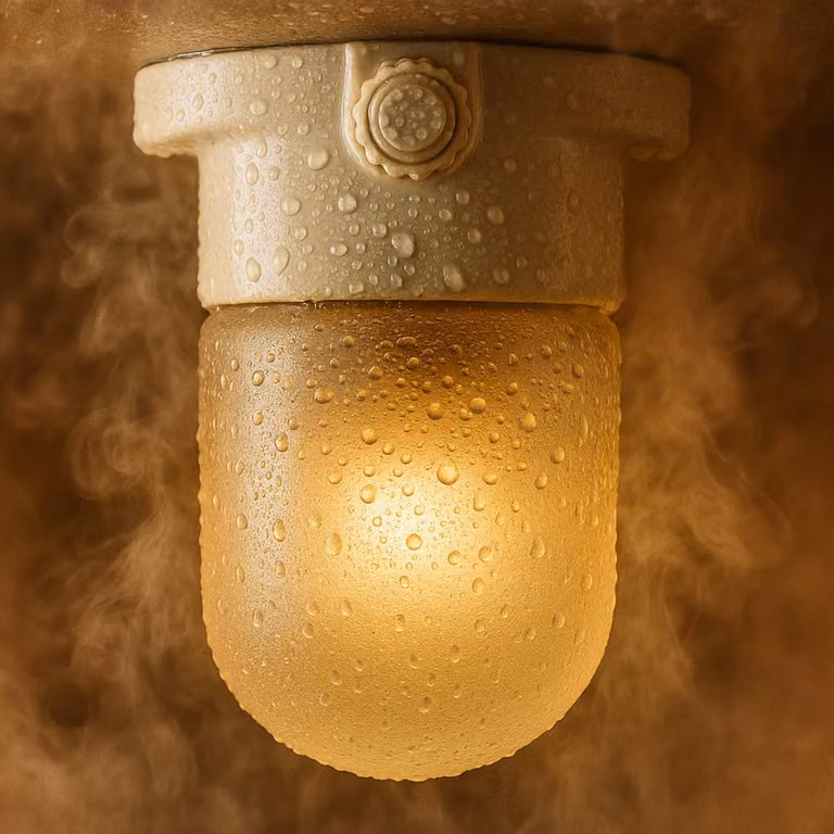 Lampada da soffitto per sauna in porcellana E27 IP54 con cupola in vetro