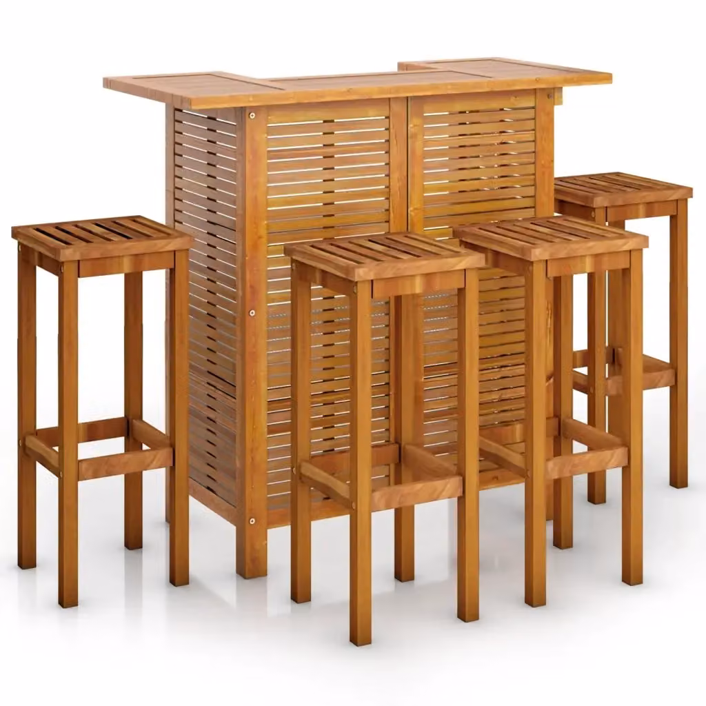 Set da Bar per Giardino vidaXL in Legno di Acacia Marrone 5 pz – 2