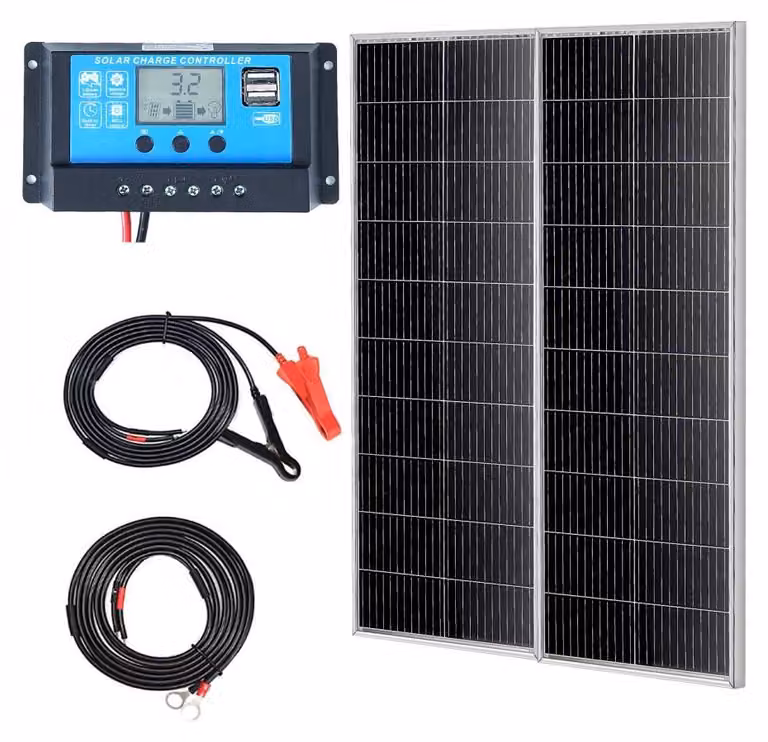 Kit pannelli solari da 200 W - 12 Volt, monocristallini - 2 moduli, per camper e imbarcazioni