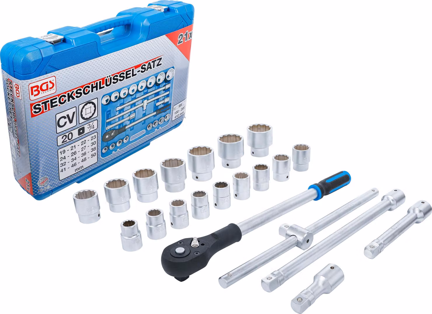 Set di chiavi a bussola BGS con attacco da 20 mm (3/4"), 21 pezzi - 1223