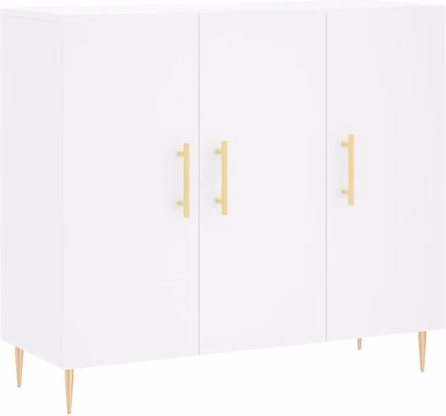 Credenza moderna bianca in legno e metallo per la tua sala da pranzo L 90 x P 34 x H 80 cm – 1