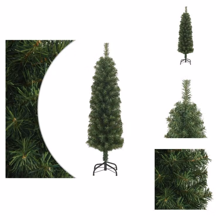 vidaXL Albero di Natale artificiale slim con supporto verde 120 cm PVC - Alberi di Natale
