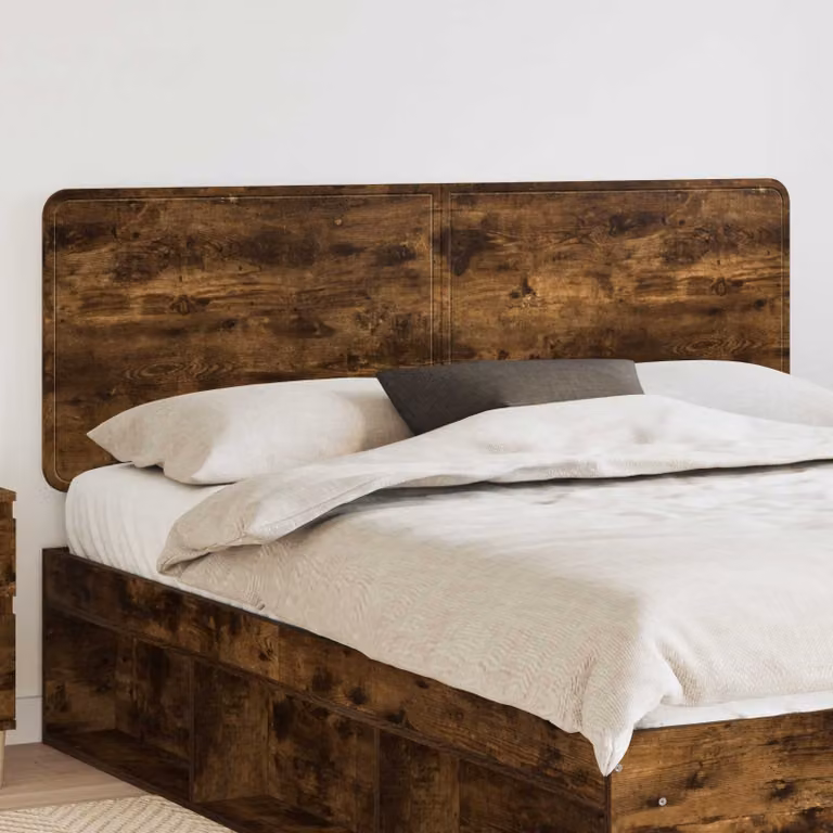 Testiera per letto moderna vidaXL in legno ingegnerizzato rovere fumo marrone