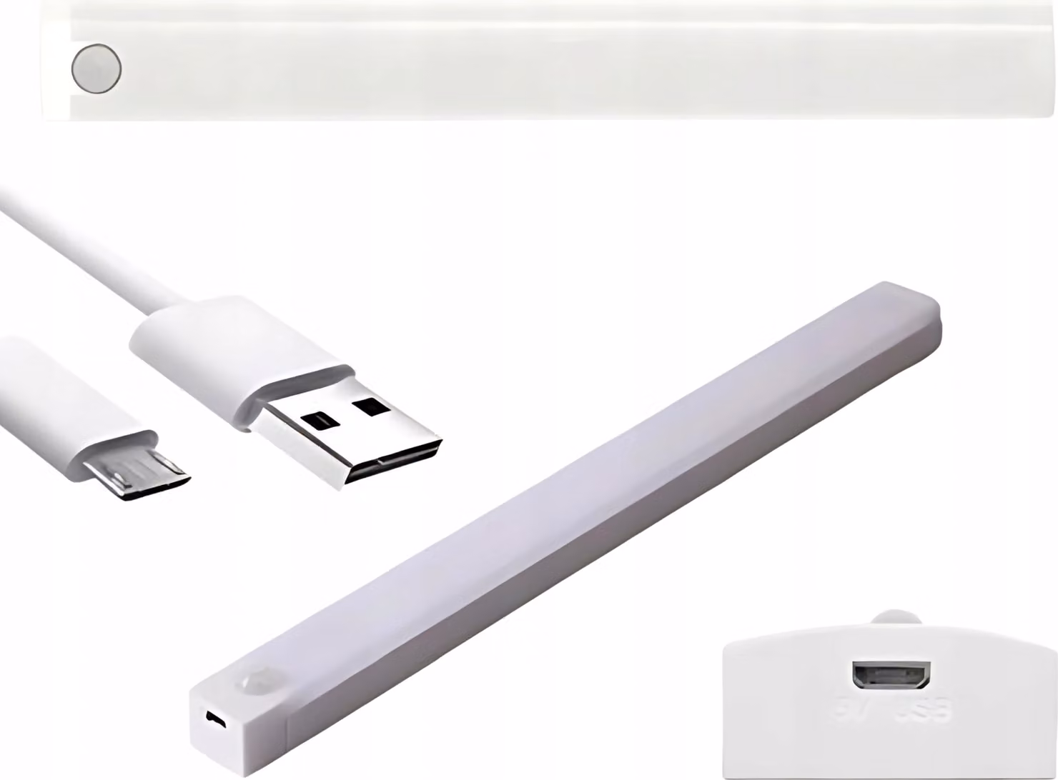 Luce autoadesiva LED rilevatore di movimento 30cm notte USB per armadio sotto i mobili