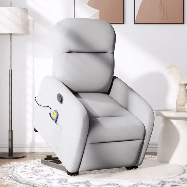 Divano Sedia-Poltrona Alzapersona Massaggi Reclinabile Grigio Nuvola Tessuto 216151