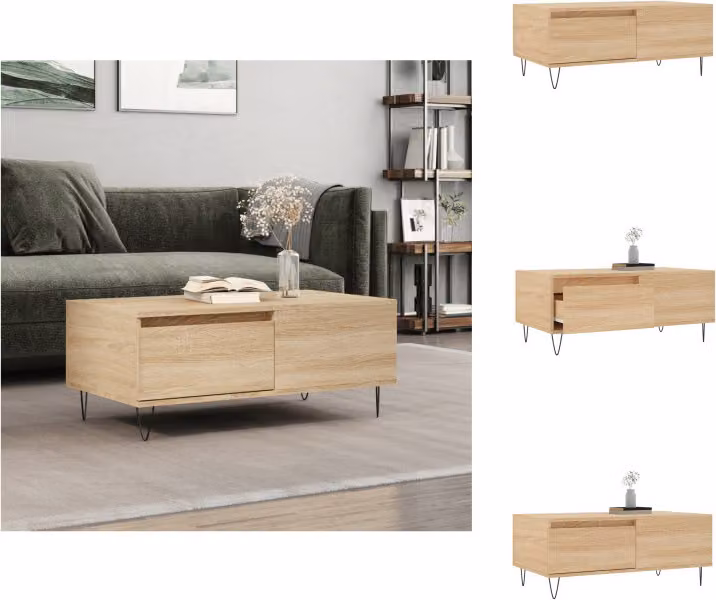 vidaXL Tavolino in rovere Sonoma 90x50x36,5 cm in legno - Tavolini da caffè