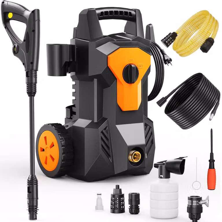 Idropulitrice elettrica - 1600 W, pressione massima 140 bar, portata acqua 420 l/ora - colore arancione e nero