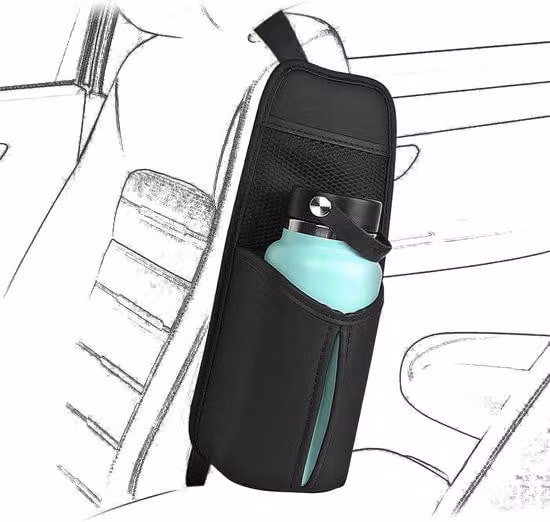 Portabottiglie per auto - Tasca portaoggetti per auto - Supporto per borraccia - Nero.