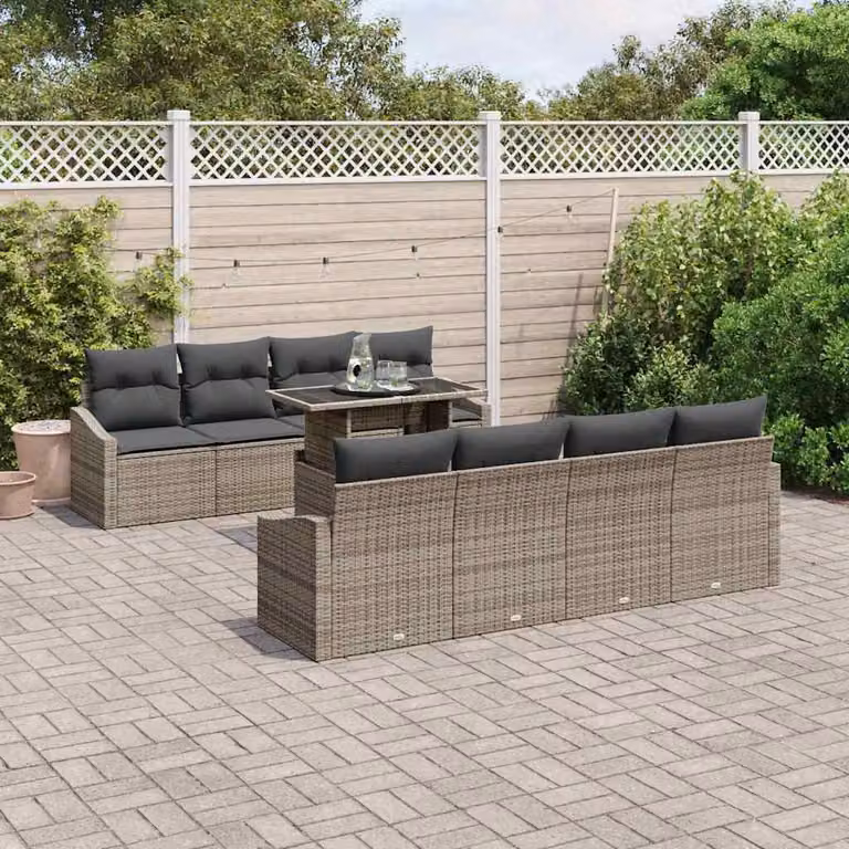 Maison Exclusive - Set da giardino con divano, 9 pezzi, grigio, rattan sintetico