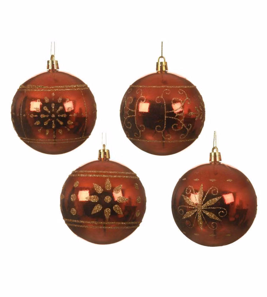 Sfera rossa decoro glitter oro
