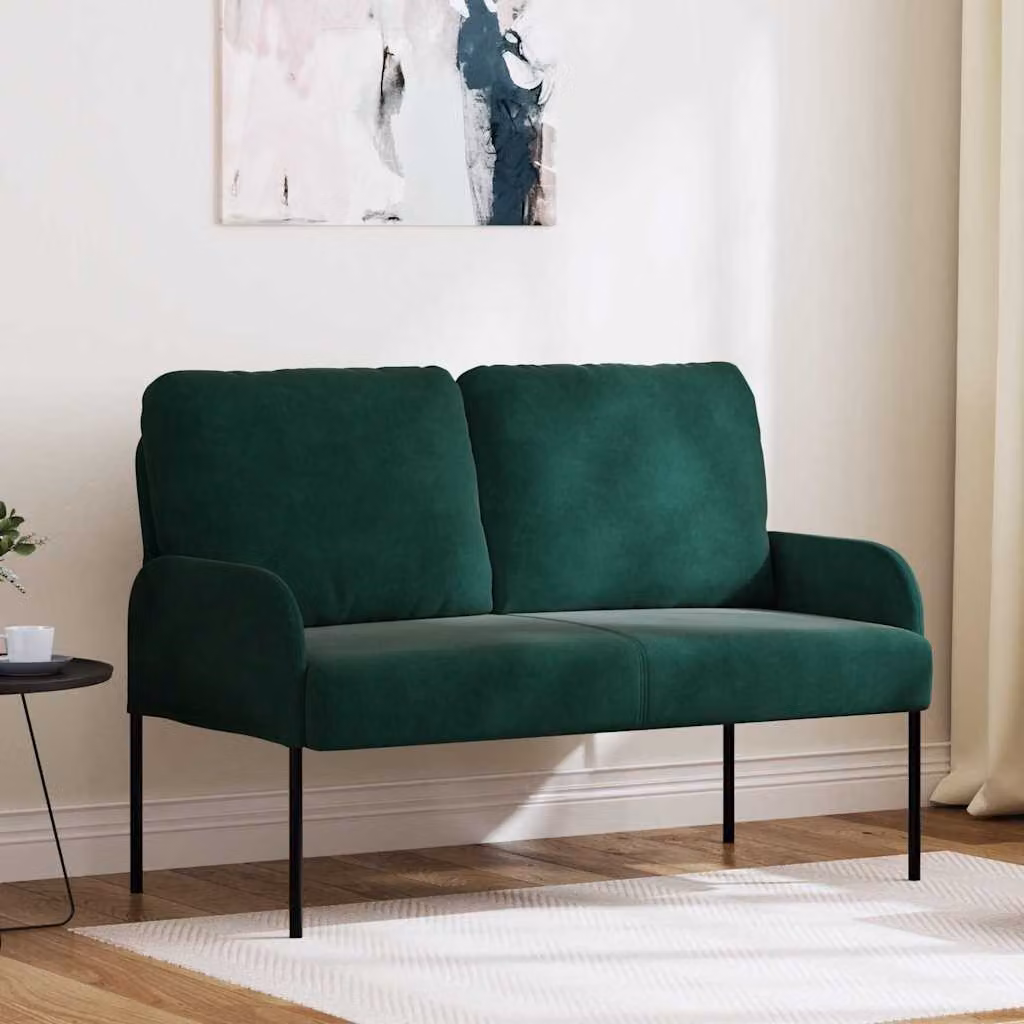 Divano moderno vidaXL in velluto verde con cuscini per il tuo soggiorno L: 115 cm, P: 80 cm, H: 56 cm
