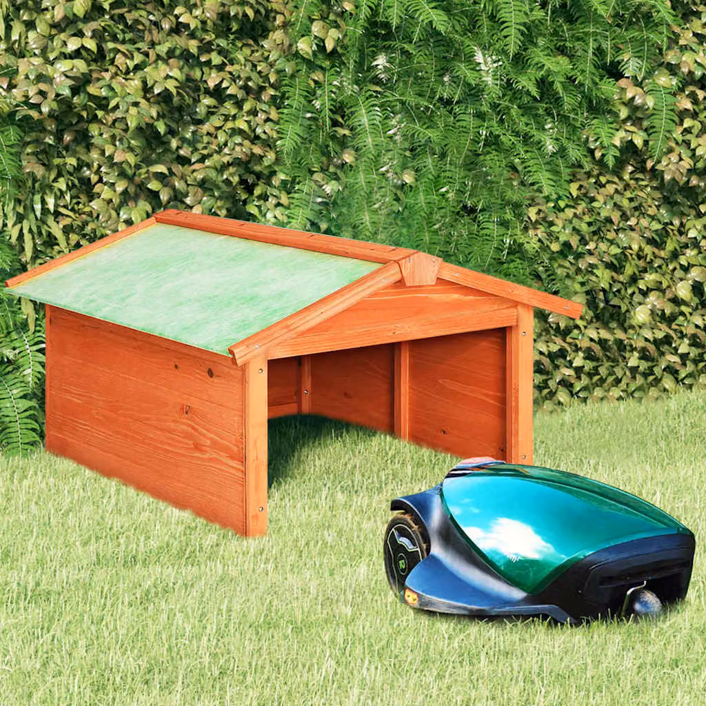 vidaXL Casetta per Tosaerba Robotizzato in Legno di Abete Marrone H x L x P: 50 x 72 x 87 cm