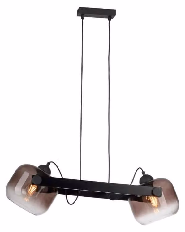Lampada a sospensione Cup 2.0, due luci, vetro fumé