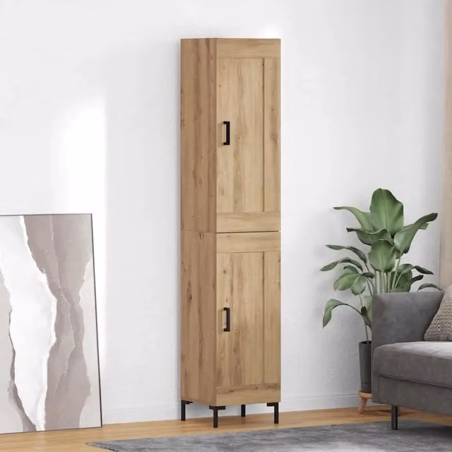 Credenza moderna vidaXL in rovere e metallo, colore marrone, L/P/H: 34,5 x 34 x 180 cm