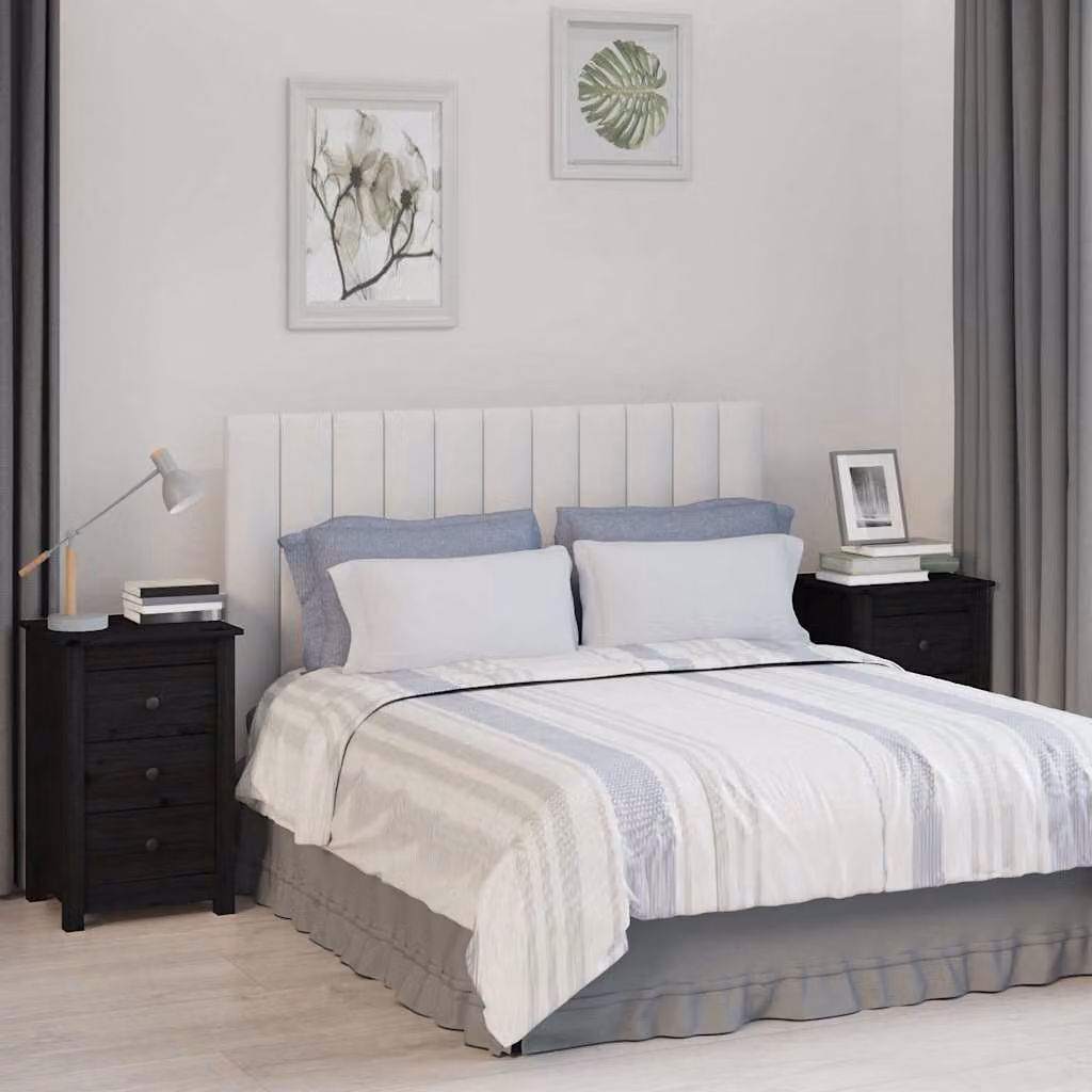 Set di 2 comodini vidaXL in legno massello di pino nero, design moderno, L 40 cm x P 35 cm x H 61,5 cm