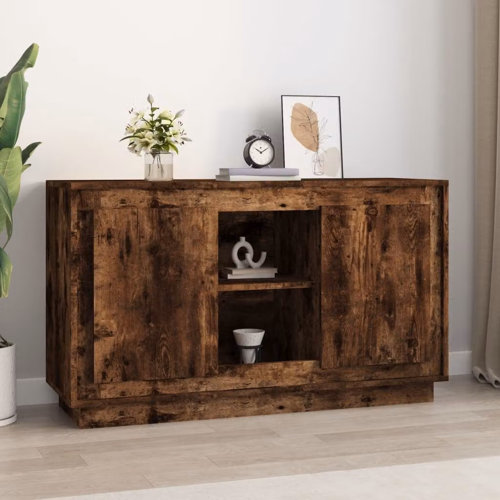Credenza vidaXL in legno multistrato color rovere fumo L: 102 cm, P: 35 cm, H: 60 cm
