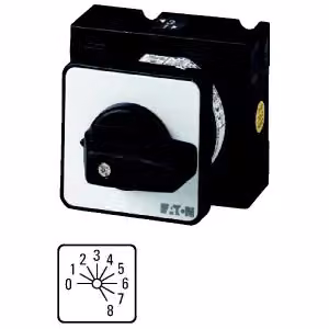 Interruttore a gradini Eaton, T3, 32 A, montaggio incasso, 4 moduli, contatti: 8, 30°, a scatto, con posizione 0, 0-8, n. 15246 020163