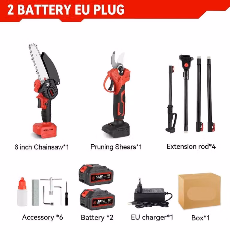 Attrezzo multifunzione 3-in-1: potatore a batteria, motosega a batteria, sega telescopica, senza fili, 3500W