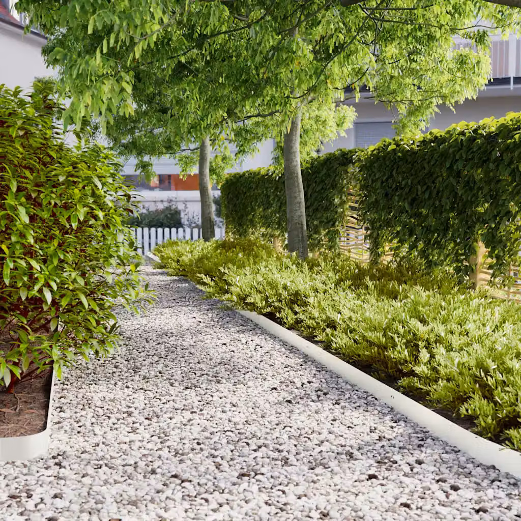 Set di 50 bordure per prato ornamentali vidaXL in acciaio laminato a freddo, colore bianco