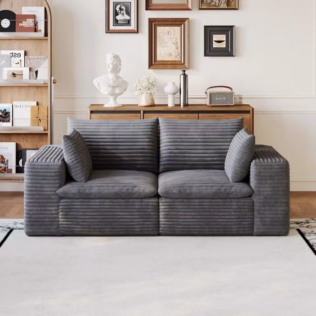 Divano Cloud 180cm ¨C MINIMAL ¨C Velluto a Coste Grigio Scuro, Imbottito, Senza Montaggio
