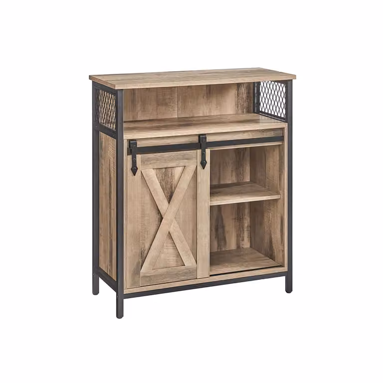 Credenza Mobile da Cucina, Marrone Rovere + Nero