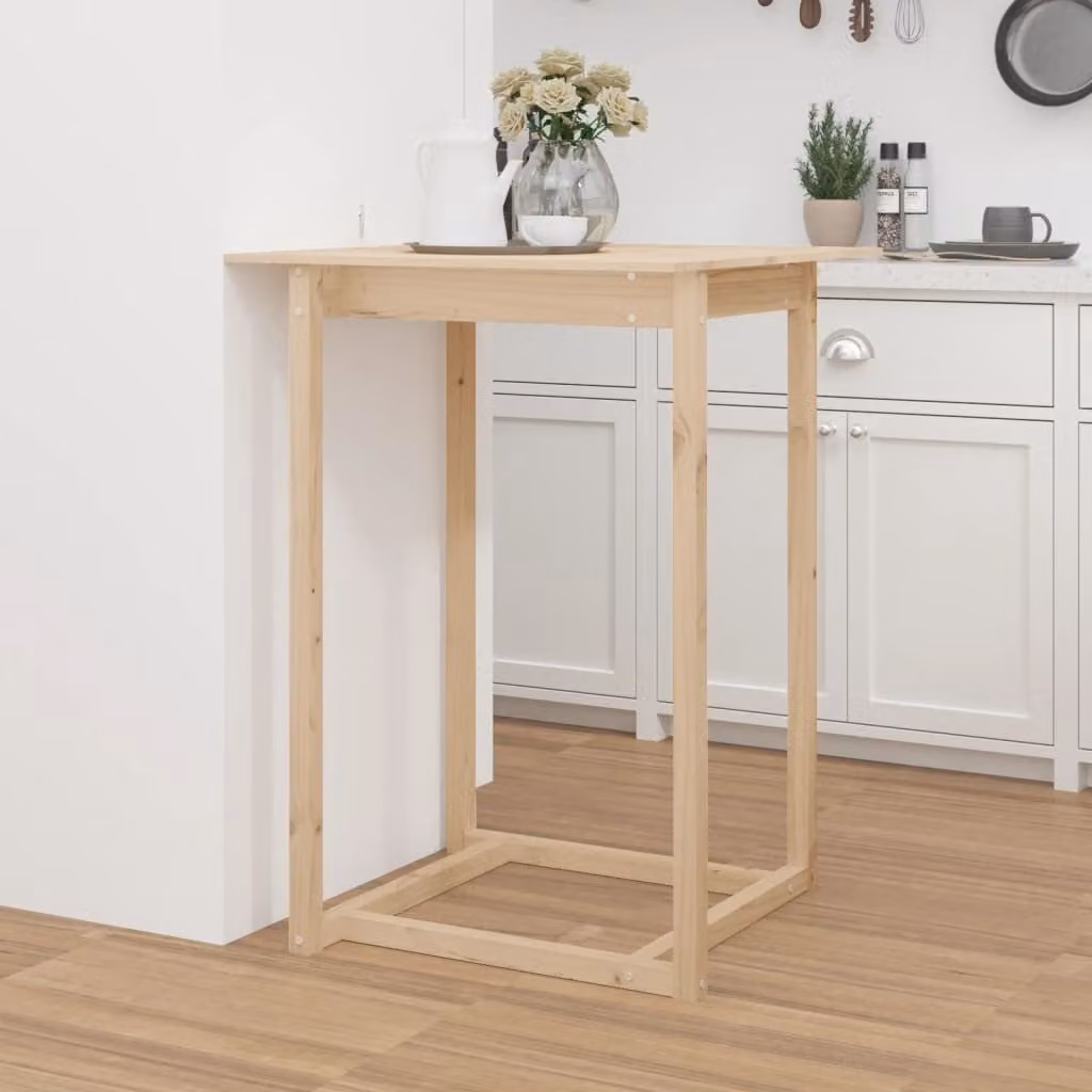 The Living Store Tavolo da bar 80x80x110 cm in legno di pino massiccio