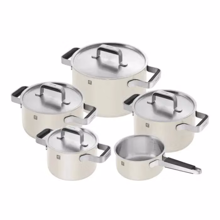 Batteria pentole Zwilling - Set di 5 pezzi di pentole e padelle Pure avorio in acciaio inox per induzione