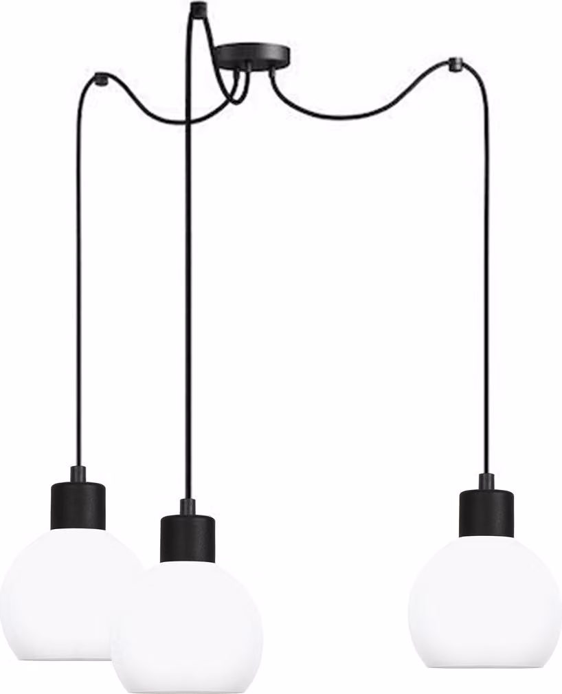 Lampada a sospensione nera con paralume bianco MOKA 14-122