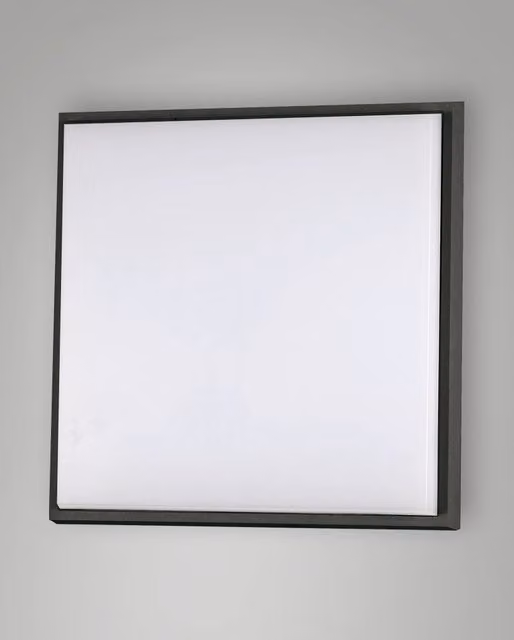 Desdy Plafoniera LED Quadrata 30W 3000K IP54 in Alluminio e Plastica Nero L/P/H: 30 x 30 x 5 cm