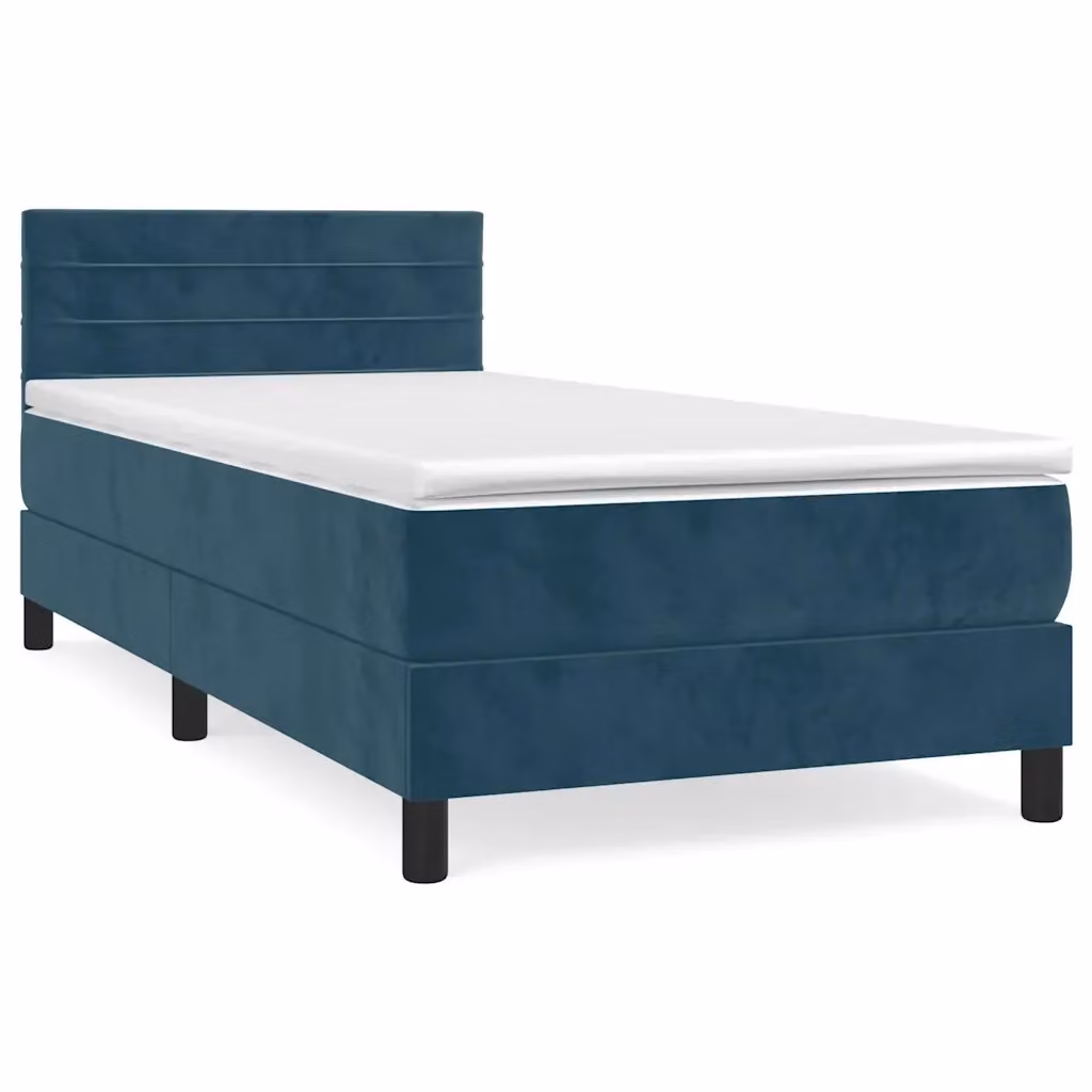 Letto Ibrido con Giroletto a Molle e Materasso vidaXL in Velluto Blu, L/P/H: 80 x 200 x 40 cm – 2